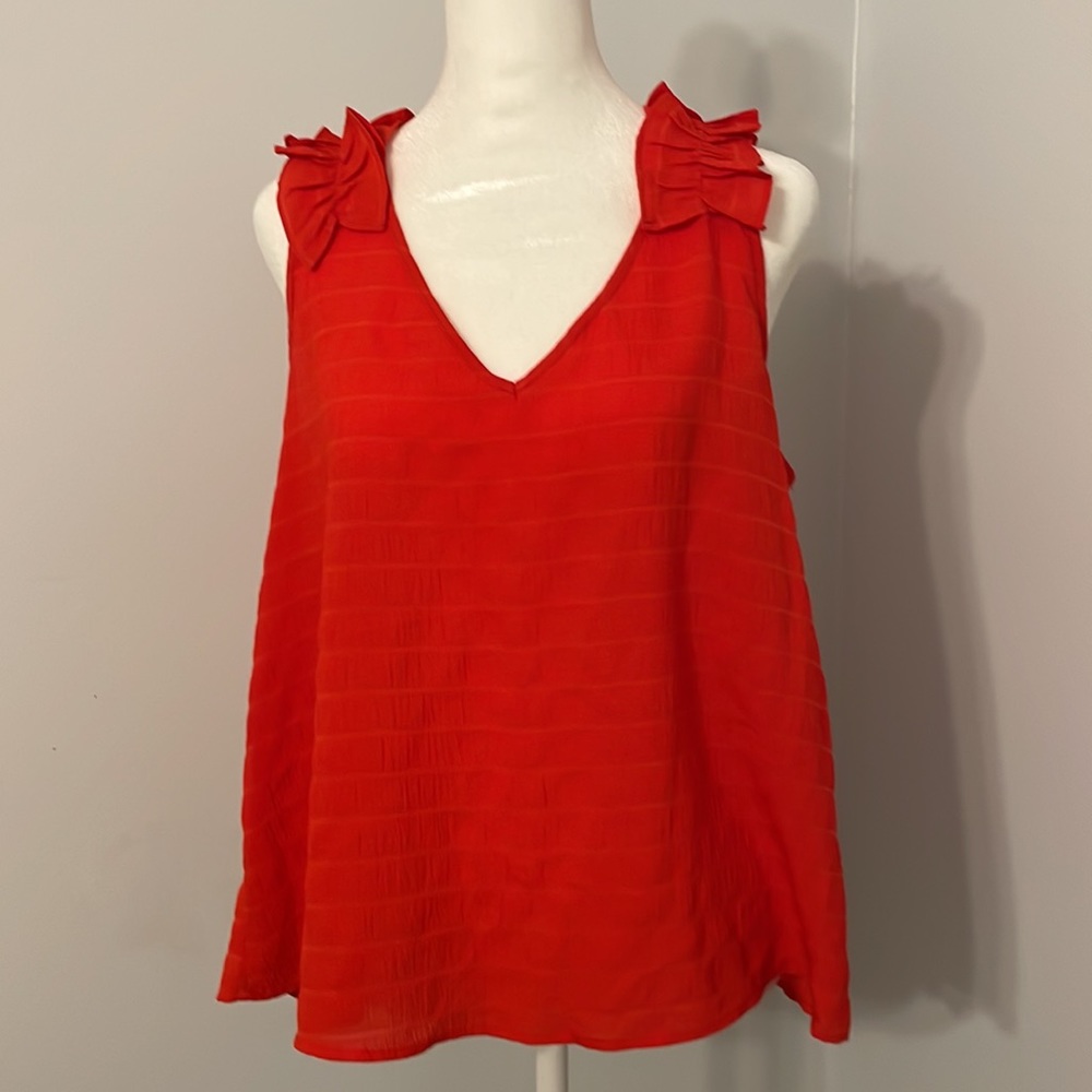 Lily star red ruffle blouse size Xl